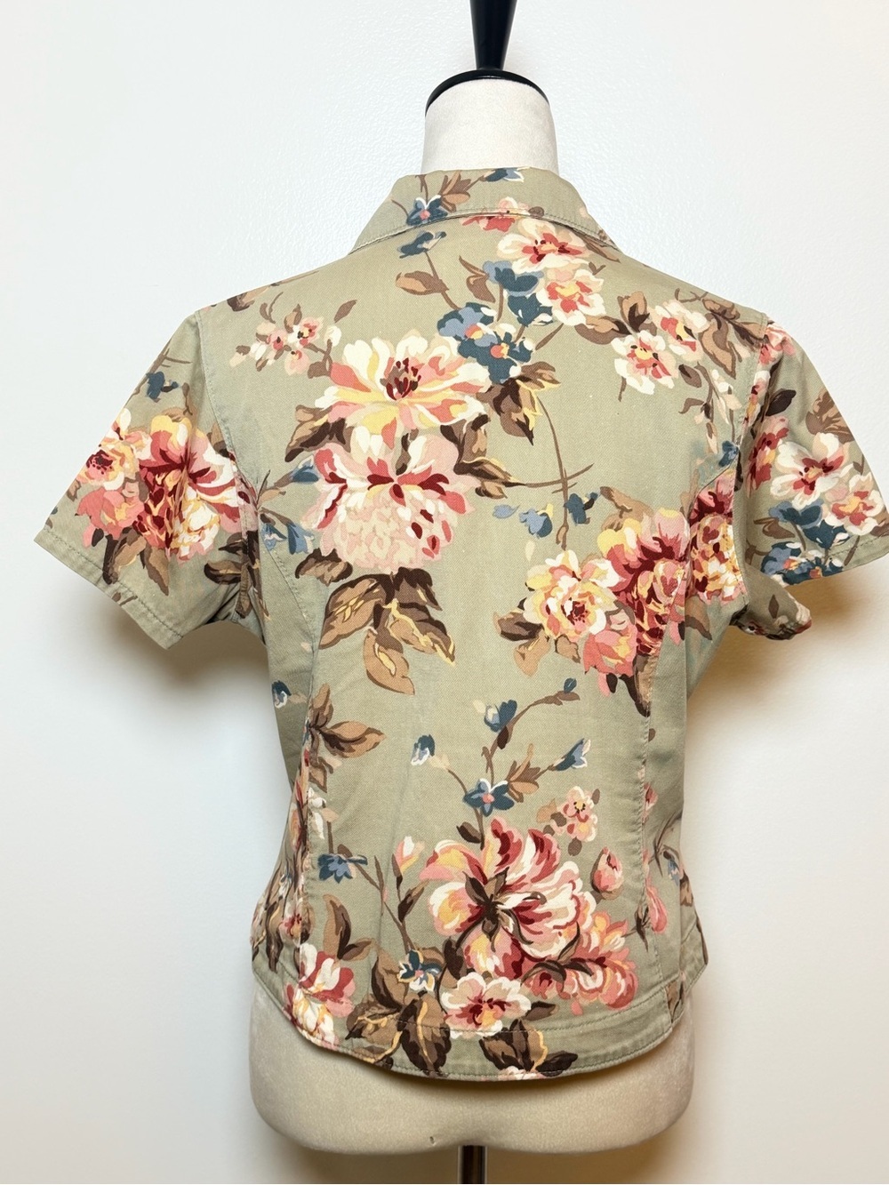 Vintage Willowbend Short Sleeve Floral Button Up Blouse Sage Green Cottagecore - Picture 6 of 9